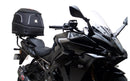 Image showing the Ventura EVO-12 Bike-Pack Kit for Suzuki GSX-S 1000 GT, TRQ (22->), including an EVO-12 pack bag, Evo-Rack mounted on the bike, and L-Bracket with screws, each clearly labeled for easy pannier support installation.