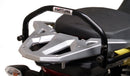 Image showing components of the Ventura EVO-12 Bike-Pack Kit for Suzuki V-Strom 250SX (23->): a black EVO-12 pack, Evo-Rack Adjustable Pack-Rack on a motorcycle, and labeled L-brackets with screws. Each item is individually labeled.