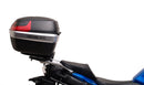 Image showing the Ventura EVO-12 Bike-Pack Kit for Suzuki GSX-S 1000 GX/GX+ (24->), with a black EVO-12 pack, Evo-Rack Top-Box Rack mounted on the motorcycle, and generic L-bracket kit with metal bars and screws, all clearly labeled.