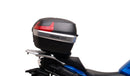 Image showing the Ventura EVO-12 Bike-Pack Kit for Suzuki GSX-S 1000 GX/GX+ (24->), with a black EVO-12 pack, Evo-Rack Top-Box Rack mounted on the motorcycle, and generic L-bracket kit with metal bars and screws, all clearly labeled.