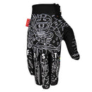 The FIST SAM HILL G.O.A.T Glove is a black motocross glove featuring white skeleton-in-spacesuit graphics holding a lightning bolt, with "FIST" printed across the fingers.