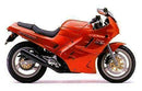 Image showing the Ventura EVO-12 Bike-Pack Kit for Suzuki GSX 250 FM, FP Across (90-98) with three labeled components: EVO-12 pack, Evo-Rack on motorcycle, and a generic L-Bracket with screws.