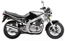 The image displays a collage of Ventura's Suzuki GS 500 EP - EV (95-98) EVO-12 Bike-Pack Kit: top left is a black EVO-12 pack with a red stripe; top right shows an Evo-Rack mounted on a bike. At the bottom, an L-Bracket set with screws is also shown, each item labeled for clarity.