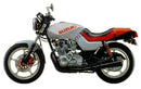 Ventura EVO-12 Bike-Pack Kit for Suzuki GS 550 M Katana (1981) includes a black EVO-12 pack, Adjustable Pack-Rack Evo-Rack, and L-Bracket with screws—all parts clearly labeled for easy identification.