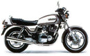 The Ventura EVO-12 Bike-Pack Kit for Suzuki GS 850 GX includes a black EVO-12 pack, a black Evo-Rack on the motorcycle, and a labeled L-bracket with hardware, all shown separately. Compatible with Adjustable Pack-Rack and Top-Box Rack systems.