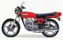 Image showing a Ventura EVO-12 Bike-Pack Kit for Suzuki GT 250 X7 (78-83): EVO-12 pack, Evo-Rack mounted on motorcycle, L-bracket with hardware—all labeled. Compatible with Adjustable Pack-Rack and Sport-Rack systems.