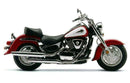 Image showing the Ventura EVO-12 Bike-Pack Kit for Suzuki VL 1500 Intruder LC, W: includes a black EVO-12 pack, an Evo-Rack adjustable Pack-Rack mounted on the bike, and a labeled L-Bracket with bolts. Each component is clearly separated.