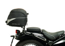 Ventura EVO-12 Bike-Pack Kit for Triumph Bonneville SpeedMaster 1200 (19–>), includes EVO-12 pack, EVO-Rack for bike installation, and black L-Bracket with screws for pannier support, all correctly labeled.