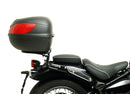 Ventura EVO-12 Bike-Pack Kit for Triumph Bonneville SpeedMaster 1200 (19–>), includes EVO-12 pack, EVO-Rack for bike installation, and black L-Bracket with screws for pannier support, all correctly labeled.