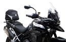 The Ventura EVO-12 Bike-Pack Kit for Triumph Tiger 900 GT Pro, Rally Pro (20->) includes a black EVO-12 pack, Evo-Rack mounted on the bike, and an image of a metal L-bracket kit with screws—each item clearly labeled.