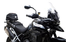 Image showing a Ventura EVO-12 Bike-Pack Kit for Triumph Tiger 850 Sport (20 ->), with EVO-12 pack, Evo-Rack on motorcycle, and labeled L-bracket with screws. Each part is clearly labeled and displayed separately.