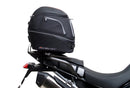 The Ventura EVO-12 Bike-Pack Kit for Triumph Tiger 900 GT Pro, Rally Pro (20->) includes a black EVO-12 pack, Evo-Rack mounted on the bike, and an image of a metal L-bracket kit with screws—each item clearly labeled.