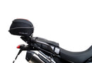 The Ventura EVO-12 Bike-Pack Kit for Triumph Tiger 900 GT Pro, Rally Pro (20->) includes a black EVO-12 pack, Evo-Rack mounted on the bike, and an image of a metal L-bracket kit with screws—each item clearly labeled.