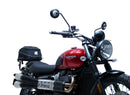 The Ventura EVO-12 Bike-Pack Kit for Triumph Street Scrambler 900 (2021 - >) includes a black EVO-12 Pack, Evo-Rack Top-Box Rack, and labeled L-bracket with screws, all displayed on a white background.