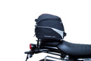 The Ventura EVO-12 Bike-Pack Kit for Triumph Street Scrambler 900 (2021 - >) includes a black EVO-12 Pack, Evo-Rack Top-Box Rack, and labeled L-bracket with screws, all displayed on a white background.