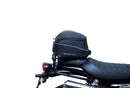 The Ventura EVO-12 Bike-Pack Kit for Triumph Street Scrambler 900 (2021 - >) includes a black EVO-12 Pack, Evo-Rack Top-Box Rack, and labeled L-bracket with screws, all displayed on a white background.