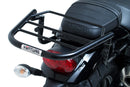 The Ventura EVO-12 Bike-Pack Kit for Triumph Street Scrambler 900 (2021 - >) includes a black EVO-12 Pack, Evo-Rack Top-Box Rack, and labeled L-bracket with screws, all displayed on a white background.
