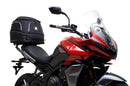 Image shows a Ventura EVO-12 bike pack, Adjustable Pack-Rack, and labeled "L-Bracket" with mounting hardware on a Triumph Tiger Sport 660 (22 ->), displayed as a bike-pack kit. Text labels identify each Ventura component.