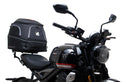 Ventura EVO-12 Bike-Pack Kit for Triumph Trident 660 (21–>), includes a black EVO-12 pack, an EVO-Rack with pannier support on the bike, and a sample image of a black L-Bracket with mounting hardware.