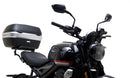 Ventura EVO-12 Bike-Pack Kit for Triumph Trident 660 (21–>), includes a black EVO-12 pack, an EVO-Rack with pannier support on the bike, and a sample image of a black L-Bracket with mounting hardware.