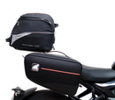 Ventura EVO-12 Bike-Pack Kit for Triumph Trident 660 (21–>), includes a black EVO-12 pack, an EVO-Rack with pannier support on the bike, and a sample image of a black L-Bracket with mounting hardware.