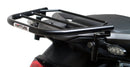 Ventura EVO-12 Bike-Pack Kit for Triumph Tiger 1200GT/Pro/Explorer (22->) includes a black EVO-12 pack, Adjustable Pack-Rack (EVO-RACK) mounted on the bike, and a labeled L-Bracket with screws.