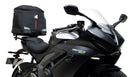 Ventura's EVO-12 Bike-Pack Kit for Triumph Daytona 660 (24 - >) includes a black zippered bike-pack, metal rear rack like the Evo-Rack, and metal L-brackets with screws depicted as a generic image.