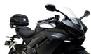 Ventura's EVO-12 Bike-Pack Kit for Triumph Daytona 660 (24 - >) includes a black zippered bike-pack, metal rear rack like the Evo-Rack, and metal L-brackets with screws depicted as a generic image.