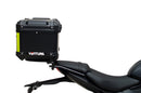 Ventura's EVO-12 Bike-Pack Kit for Triumph Daytona 660 (24 - >) includes a black zippered bike-pack, metal rear rack like the Evo-Rack, and metal L-brackets with screws depicted as a generic image.