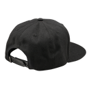 The Troy Lee Designs FLAT BILL SNAPBACK PEACE BLACK is a black flat-brim cap with an embroidered white hand peace sign on the front.