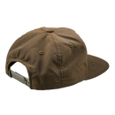 The Troy Lee Designs UNSTRUCTURED SNAPBACK SIGNATURE OLIVE CANVAS is an olive green five-panel baseball cap with a flat brim and white embroidered text on the front, shown against a plain white background.