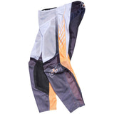 The Troy Lee Designs GP PRO AIR PANT BANDS GRAY / NEO ORANGE features mesh polyester, reinforced and stretch panels for flexibility, plus a small thigh logo in a stylish grey, black, and neo orange color mix.