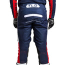 The Troy Lee Designs YOUTH GP PRO PANT BLENDS in navy/orange features a logo on the side and near the knee, made from durable 600D polyester for top performance in youth moto kits.
