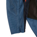 The Troy Lee Designs GP PRO AIR PANT BANDS in WHITE/INDIGO are motocross pants with geometric patterns and logo on thigh and hip, plus 600D reinforced seat panels for durability. Shown laid flat on a white background.