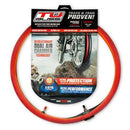 The tire cross-section of the Tubliss Kits by TUbliss features "Dual Air Chambers." A red-highlighted inner bladder shows a high-pressure Tubliss chamber, while the outer low-pressure tire chamber offers rim lock protection and enhances traction for a smoother ride.