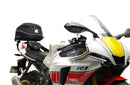 Ventura Yamaha YZF R1 (15 - >) Bike-Pack Kit includes an EVO-12 pack, Evo-Rack or Sport-Rack mounted on the bike, and a labeled L-bracket with screws shown as a generic image. Each component is clearly identified by name.