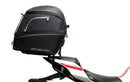 Ventura Yamaha YZF R1 (15 - >) Bike-Pack Kit includes an EVO-12 pack, Evo-Rack or Sport-Rack mounted on the bike, and a labeled L-bracket with screws shown as a generic image. Each component is clearly identified by name.