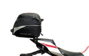 Ventura Yamaha YZF R1 (15 - >) Bike-Pack Kit includes an EVO-12 pack, Evo-Rack or Sport-Rack mounted on the bike, and a labeled L-bracket with screws shown as a generic image. Each component is clearly identified by name.