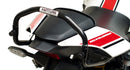 Ventura Yamaha YZF R1 (15 - >) Bike-Pack Kit includes an EVO-12 pack, Evo-Rack or Sport-Rack mounted on the bike, and a labeled L-bracket with screws shown as a generic image. Each component is clearly identified by name.