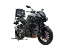 Image showing the Ventura EVO-12 Bike-Pack Kit for Yamaha MT-10 1000 (16-21), featuring the EVO-12 pack, Evo-Rack Adjustable Pack-Rack on a bike, and a black L-bracket with screws. Each item is clearly labeled for easy identification.