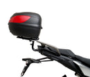 Ventura EVO-12 Bike-Pack Kit for Yamaha Tracer 900 GT (19-21) includes a black EVO-12 pack, an EVO-RACK Top-Box Rack, and an L-Bracket with screws/bolts, each item labeled with a red tag.