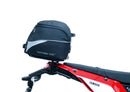 Ventura Yamaha XTZ 690 (20->) Bike-Pack Kit includes a black EVO-12 pack, Evo-Rack mounted on a motorcycle, and L-Bracket with bolts and screws. Each part, including the Evo-Rack, is clearly labeled under its image.