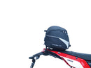 Ventura Yamaha XTZ 690 (20->) Bike-Pack Kit includes a black EVO-12 pack, Evo-Rack mounted on a motorcycle, and L-Bracket with bolts and screws. Each part, including the Evo-Rack, is clearly labeled under its image.