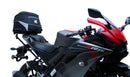 The Ventura EVO-12 Bike-Pack Kit for Yamaha YZF-R15 Version 3 (21 >) includes a black EVO-12 pack, Adjustable Pack-Rack, and L-Bracket with screws, all labeled and displayed separately on a white background.