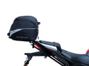 The Ventura EVO-12 Bike-Pack Kit for Yamaha YZF-R15 Version 3 (21 >) includes a black EVO-12 pack, Adjustable Pack-Rack, and L-Bracket with screws, all labeled and displayed separately on a white background.