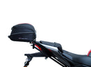 The Ventura EVO-12 Bike-Pack Kit for Yamaha YZF-R15 Version 3 (21 >) includes a black EVO-12 pack, Adjustable Pack-Rack, and L-Bracket with screws, all labeled and displayed separately on a white background.