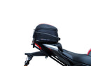 The Ventura EVO-12 Bike-Pack Kit for Yamaha YZF-R15 Version 3 (21 >) includes a black EVO-12 pack, Adjustable Pack-Rack, and L-Bracket with screws, all labeled and displayed separately on a white background.