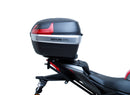 The Ventura EVO-12 Bike-Pack Kit for Yamaha YZF-R15 Version 3 (21 >) includes a black EVO-12 pack, Adjustable Pack-Rack, and L-Bracket with screws, all labeled and displayed separately on a white background.