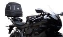 Image showing the Ventura EVO-12 Bike-Pack Kit for Yamaha YZF-R7 HO, LA. (22->), which includes an EVO-12 Pack (black bag), Evo-Rack (mounted on bike), and Adjustable Pack-Rack L-Bracket with screws (generic image).