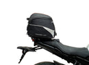 Ventura Yamaha MT-10, MT-10 SP (22 - >) Bike-Pack Kit includes EVO-12 pack, Evo-Rack mounted on the motorcycle, L-bracket with screws, and labeled Adjustable Pack-Rack. Each part is clearly identified in the generic image.